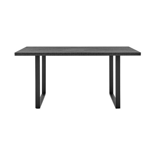 Armen Living Fenton and Pacific 7 Piece Modern Rectangular Dining Set with Black Base in Black Melamine Wood - SETFEDI7PCGR