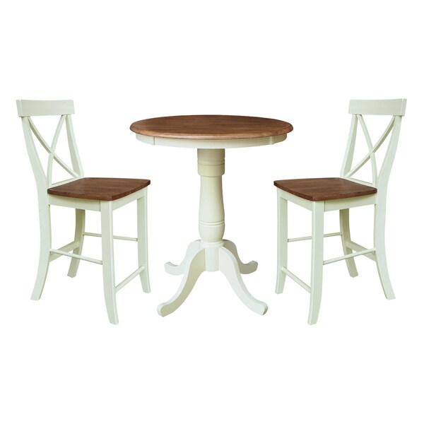 Whitewood Industries Rectangular Fixed Top Table W/ 2 Stools, 30 in W, 35.1 in L, 30 in H, Parawood, Hickory/Shell - K79-30RT-6B-S6132-2