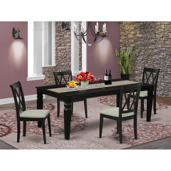 East West Furniture 5 Piece Logan Dining Set - Black - LGCL5-BLK-C
