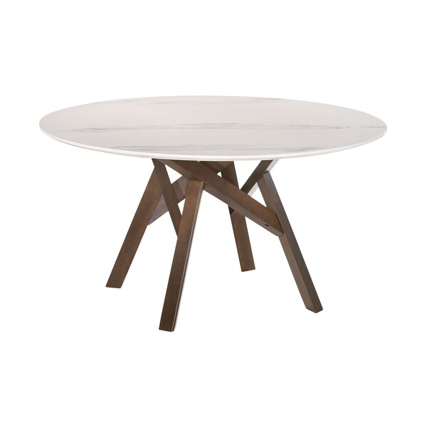 Armen Living Venus and Polly 5 Piece Walnut and Marble Round Dining Set - SETVEDIWA5B