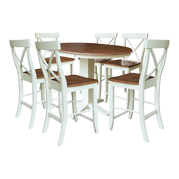 Whitewood Industries Rectangular Extension Dining Table W/ 6 Counter Height Stools, 36 in W, 36.1 in L, 48 in H, 7 - K79-36RXT-23-S6132-6