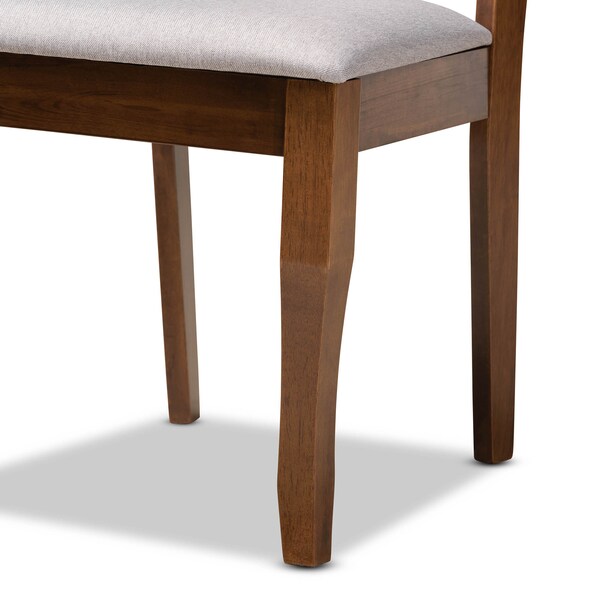 Baxton Studio Dori Grey Upholstered and Walnut Wood 6-Piece Dining Set - 169-9875-10920-10520
