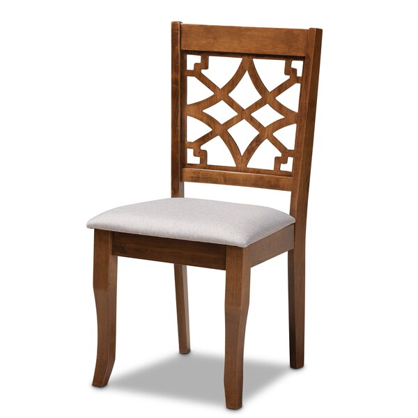 Baxton Studio Dori Grey Upholstered and Walnut Wood 6-Piece Dining Set - 169-9875-10920-10520