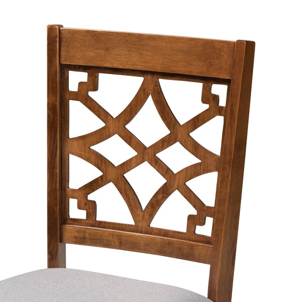 Baxton Studio Dori Grey Upholstered and Walnut Wood 6-Piece Dining Set - 169-9875-10920-10520