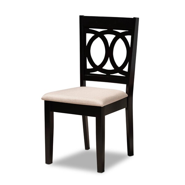 Baxton Studio Sanne Sand Upholstered and Dark Brown Finished Wood 7-Piece Dining Set - 172-10523-10894