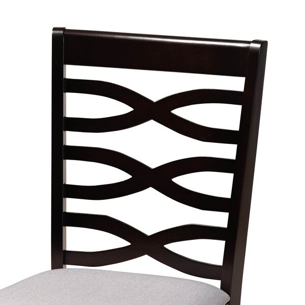 Baxton Studio Mila Grey Upholstered and Dark Brown Finished Wood 7-Piece Dining Set - 172-10530-10894