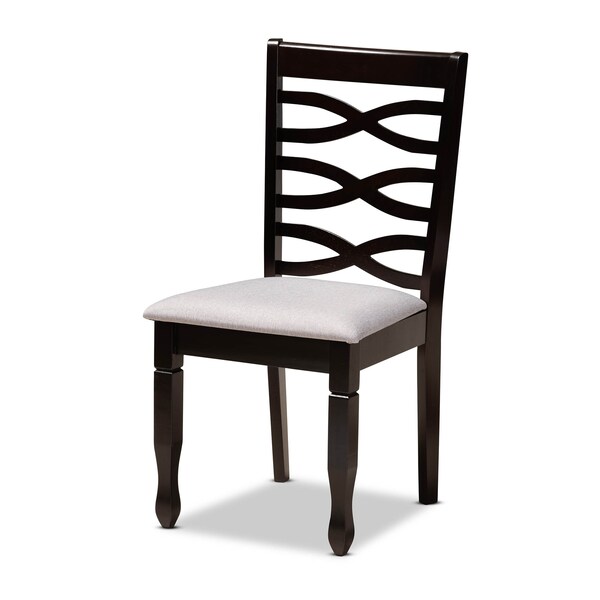 Baxton Studio Mila Grey Upholstered and Dark Brown Finished Wood 7-Piece Dining Set - 172-10530-10894