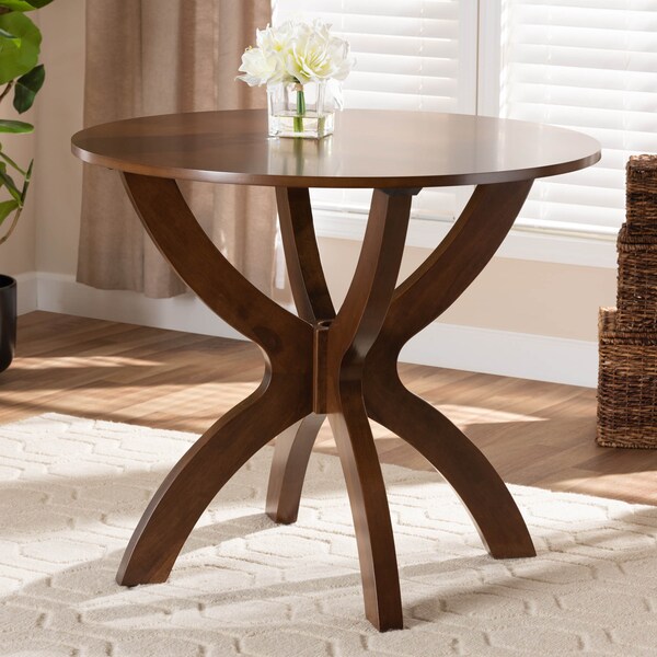 Baxton Studio Tilde Walnut Brown Finished 35-Inch-Wide Round Wood Dining Table - 169-10901