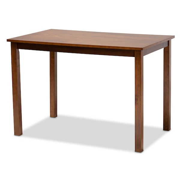 Baxton Studio Caron Grey Upholstered Walnut Brown Finished Wood 5-Piece Dining Set - 161-9881-8959