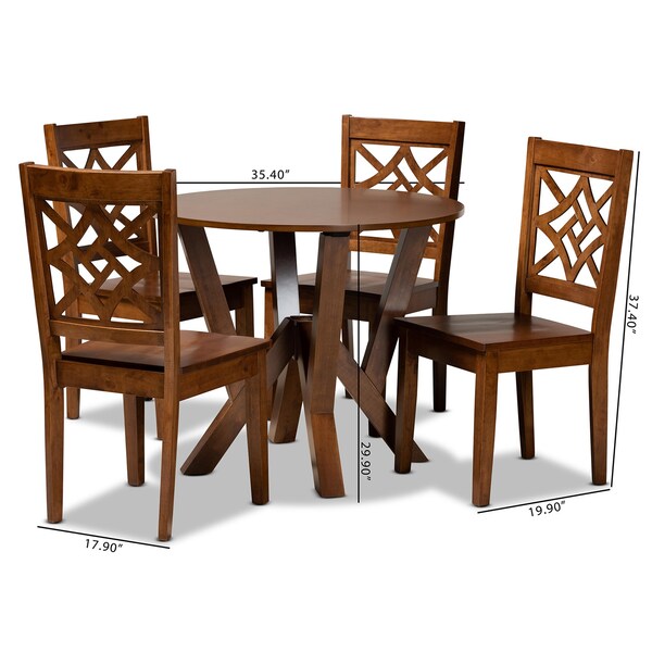 Baxton Studio Kaila Modern and Contemporary Walnut Brown Finished Wood 5-Piece Dining Set - 179-11388-10899-ZORO