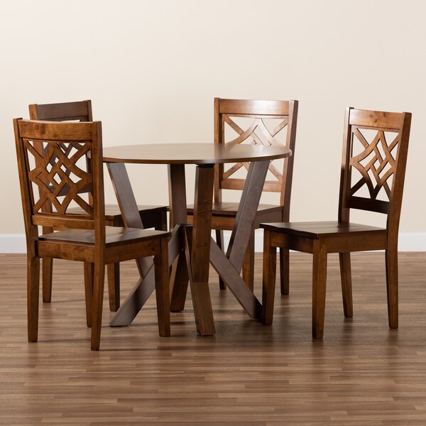Baxton Studio Kaila Modern and Contemporary Walnut Brown Finished Wood 5-Piece Dining Set - 179-11388-10899-ZORO