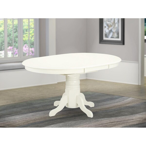 East West Furniture Avon Oval Table with 18 in. Butterfly Leaf - Linen White - AVT-LWH-TP