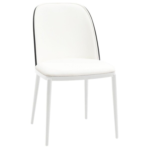 Leisuremod 70.9 in W, 29.5 in L, Manufactured Wood/Steel/PU Leather, Black/White - TT70-WCBL18-W