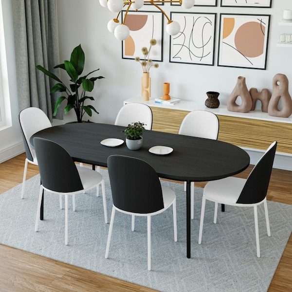 Leisuremod 70.9 in W, 29.5 in L, Manufactured Wood/Steel/PU Leather, Black/White - TT70-WCBL18-W