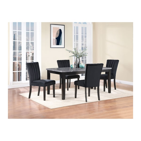 Global Furniture Usa Transitional Marble, Paper D8685 Dining Table + D8685Dc Black - 4488