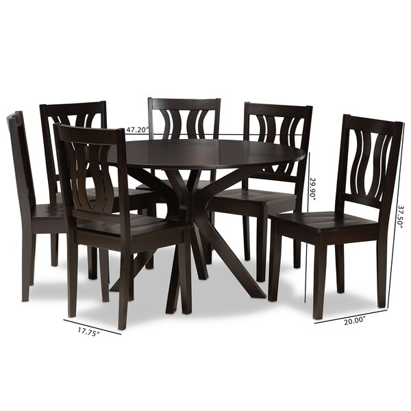 Baxton Studio Mare Modern and Contemporary Transitional Dark Brown Finished Wood 7-Piece Dining Set - 177-11377-10894-ZORO
