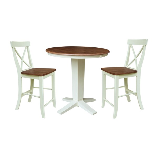 Whitewood Industries Rectangular Extension Dining Table W/ 2 Counter Height Stools, 36 in W, 36.1 in L, 48 in H, 3 - K79-36RXT-23-S6132-2