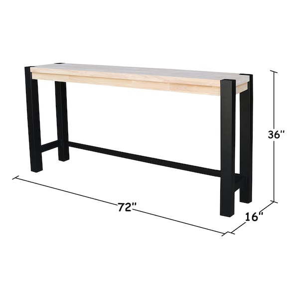 Whitewood Industries Rectangular Fixed Top Tables, 72 in W, 36 in L, 16 in H, Parawood, Unfinished/Black - K-1672-36-S192-4