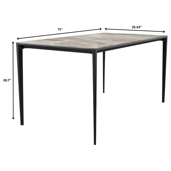 Leisuremod Rectangular 70.87 in W, 28.7 in L, Stone/Aluminum, Deep Grey - ATBL-71DGR-S