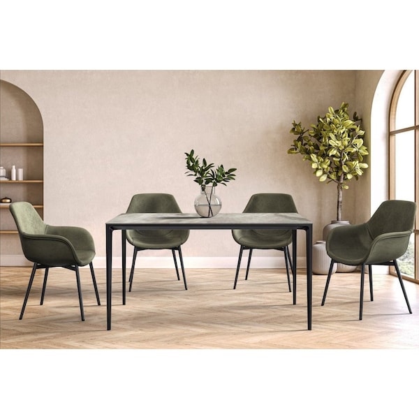 Leisuremod Rectangular 70.87 in W, 28.7 in L, Stone/Aluminum, Deep Grey - ATBL-71DGR-S
