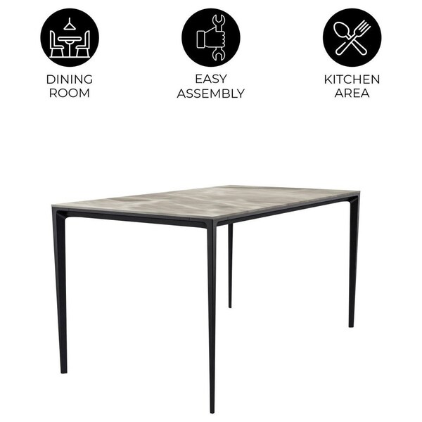 Leisuremod Rectangular 70.87 in W, 28.7 in L, Stone/Aluminum, Deep Grey - ATBL-71DGR-S