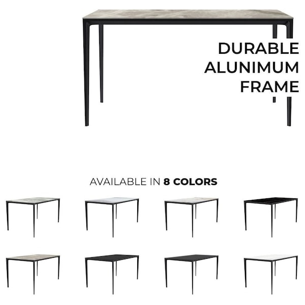 Leisuremod Rectangular 70.87 in W, 28.7 in L, Stone/Aluminum, Deep Grey - ATBL-71DGR-S