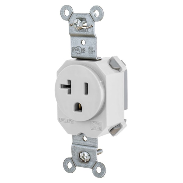 Hubbell Wiring Device-Kellems Straight Blade Devices, Receptacles, Single, SNAPConnect, 20A 125V, 2-Pole 3-Wire Grounding, 5-20R, White. - SNAP5361W