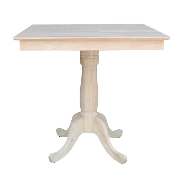 International Concepts 36 in. x 36 in. Square Top Pedestal Table  With 4 Counter Height Stools Set of 5 - K-3636TP-6B-S6172-4