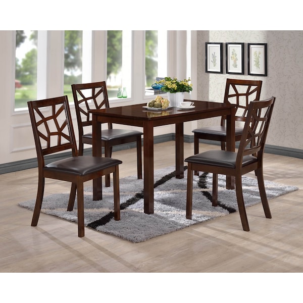 Baxton Studio Mozaika Black Leather Contemporary 5-Piece Dining Set - 110-5272-5273