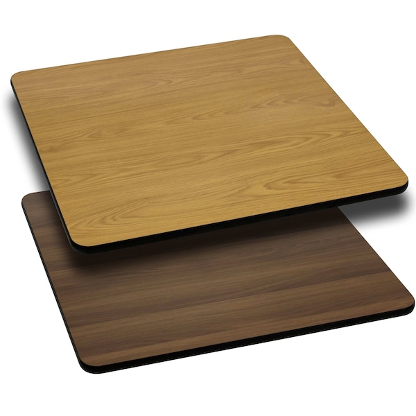 Flash Furniture Square Square Table Top with Natural or Walnut, 36" W, 36" L, 1.125" H, Laminate, Wood Grain - XU-WNT-3636-GG