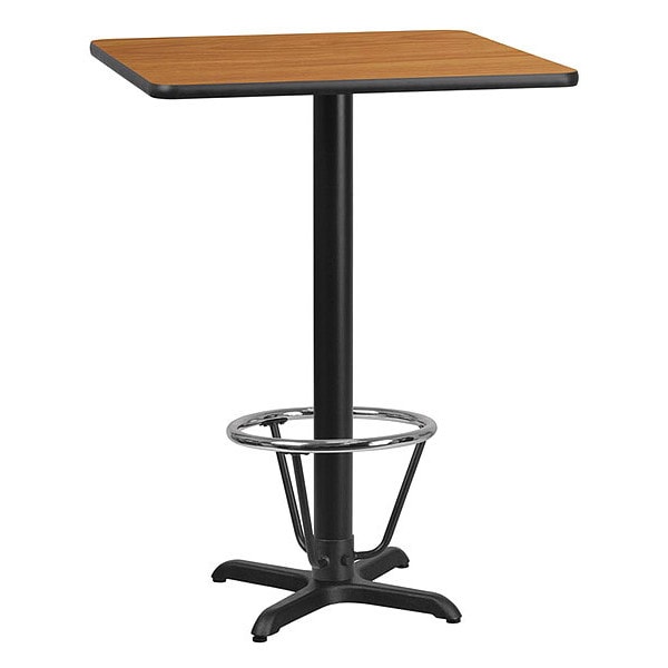 Flash Furniture Square Laminate Table, 30" W, 30" L, 43.125" H, Laminate, Wood Grain - XU-NATTB-3030-T2222B-3CFR-GG