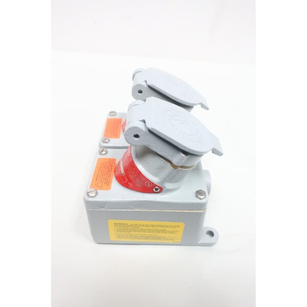 Appleton Electric Two Gang Iron 1/2In NPT 3P 2W 20A Amp 125V-AC Receptacle - EFSR-2023M