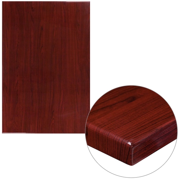 Flash Furniture Rectangle Mahogany Resin Table Top, 30" x 45", 30" W, 45" L, 2" H, Resin, Red - TP-MAH-3045-GG
