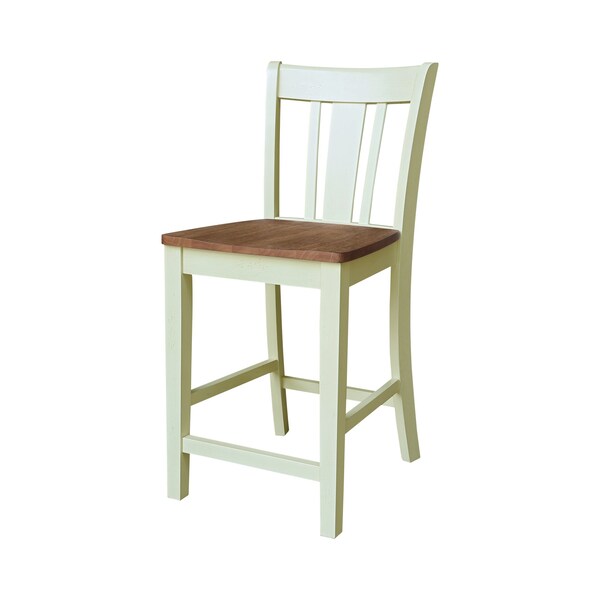 Whitewood Industries Rectangular Fixed Top Table W/ 2 Stools, 30 in W, 35.1 in L, 30 in H, Parawood, Hickory/Shell - K79-30RT-6B-S102-2