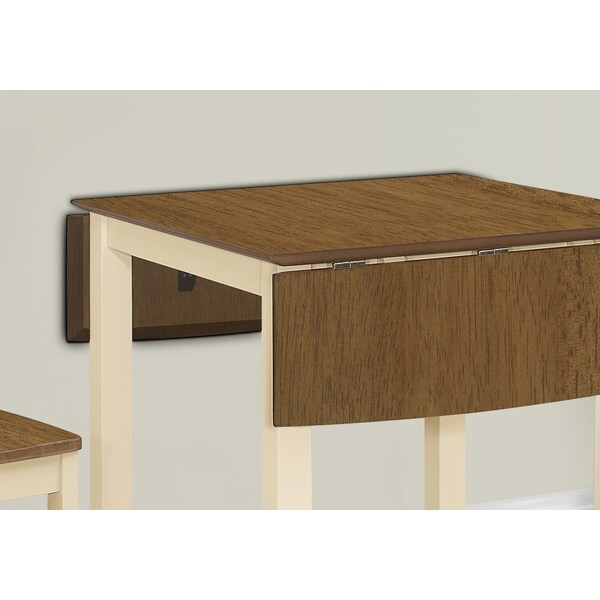 Monarch Specialties Dining Table, 48 in. Rectangular, Small, Kitchen, Dining Room, Drop Leaf, Oak And Cream, Wood Legs - I 1327