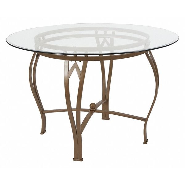 Flash Furniture Round Dining Table, Matte Gld Mtl, Rnd Glss, 45", 45" W, 45" L, 29.5" H, Glass, Clear - XU-TBG-8-GG