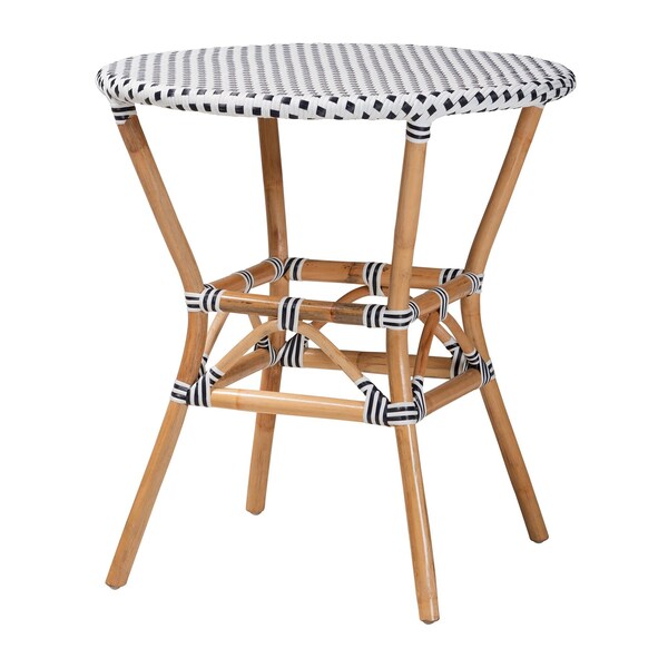 Baxton Studio Genica Classic French Black and White Waeving and Natural Brown Rattan 5-Piece Dining Chair Set - 210-12698-12699