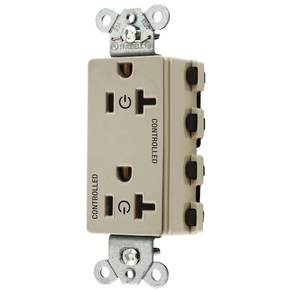 Hubbell Wiring Device-Kellems Straight Blade Devices, Receptacles, Style Line Decorator Duplex, SNAPConnect, Controlled, 20A 125V, 2-Pole 3-Wire Grounding, Nylon, Ivory - SNAP2162C2I
