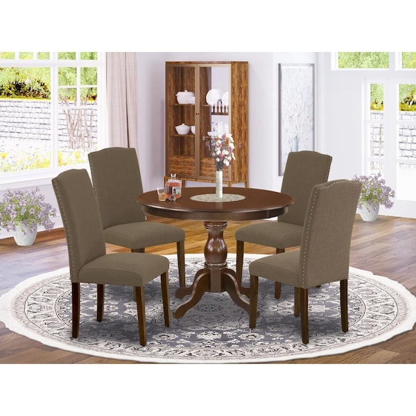East West Furniture 5 Piece Hartland Kitchen Table Set - Mahogany - HBEN5-MAH-18
