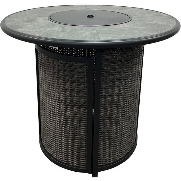 Home Creations Seasonal Trends High Wicker Dining Table, 42.13 in W, 42.13 in D, 36 in H, Steel Frame, Round Table - H23S7430R