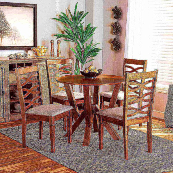 Baxton Studio Ariane Modern and Contemporary Grey Fabric and Walnut Brown Finished Wood 5-Piece Dining Set - 174-9883-10899-ZORO