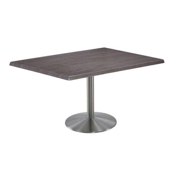 Holland Bar Stool Co 30" Tall OD214 Stainless Steel Table Base 22" Diameter 30"x48" Charcoal Top - OD214-2230SSOD3048CHAR