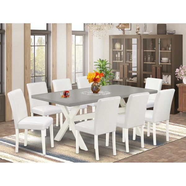 East West Furniture 9 Piece X-Style Awesome Dining Set - Linen White - X097AB264-9