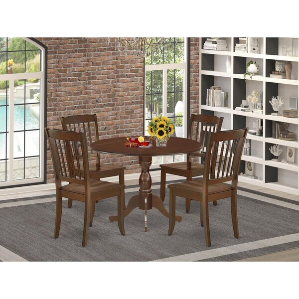 East West Furniture 5 Piece Dublin Dining Room Set - Mahogany - DMDA5-MAH-W