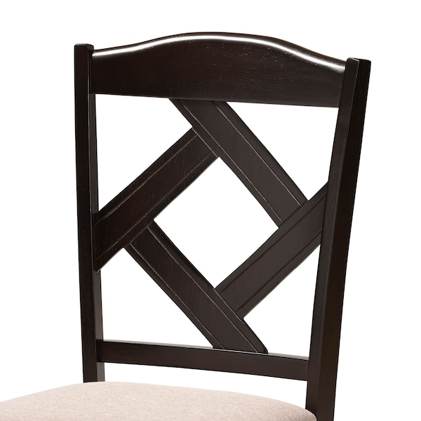 Baxton Studio Quinlan Sand Upholstered and Dark Brown Wood 5-Piece Dining Set - 169-8027-10902