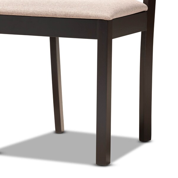 Baxton Studio Quinlan Sand Upholstered and Dark Brown Wood 5-Piece Dining Set - 169-8027-10902