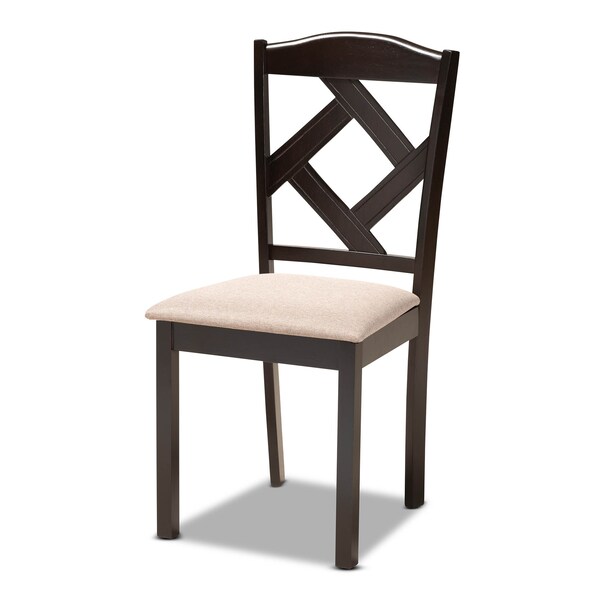 Baxton Studio Quinlan Sand Upholstered and Dark Brown Wood 5-Piece Dining Set - 169-8027-10902
