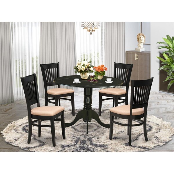 East West Furniture 5 Piece Dublin Dining Room Table Set - Black - DLVA5-BLK-C