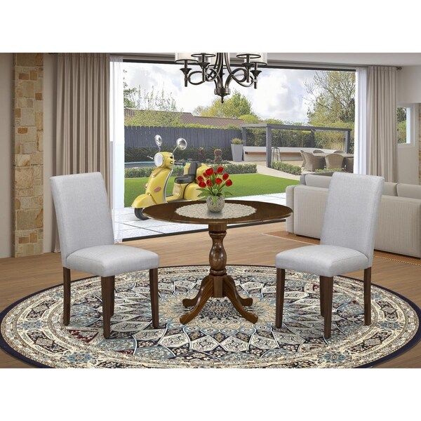 East West Furniture 3 Piece Dublin Kitchen Table Set - Acacia Walnut - DMAB3-AWA-05