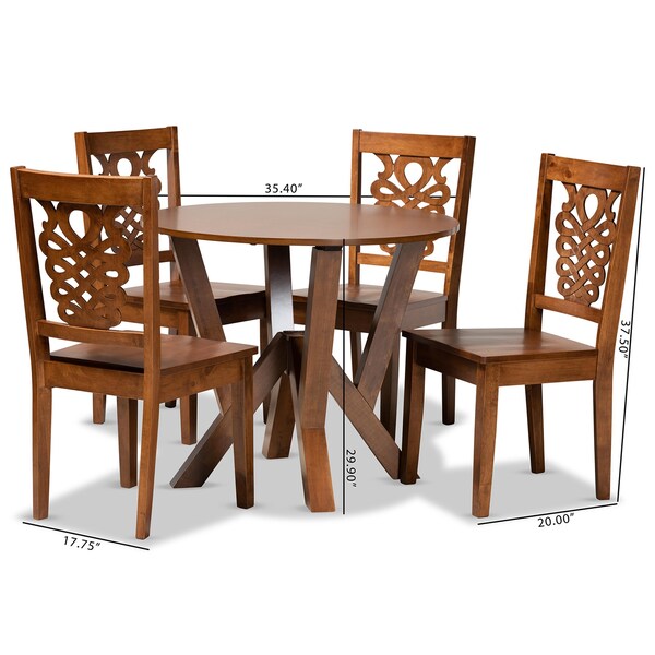 Baxton Studio Valda Modern and Contemporary Transitional Walnut Brown Finished Wood 5-Piece Dining Set - 178-11383-10899-ZORO